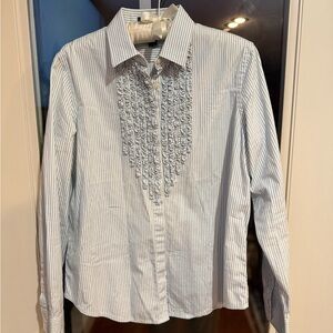 Ralph Lauren Blue and White Striped Button Down Shirt